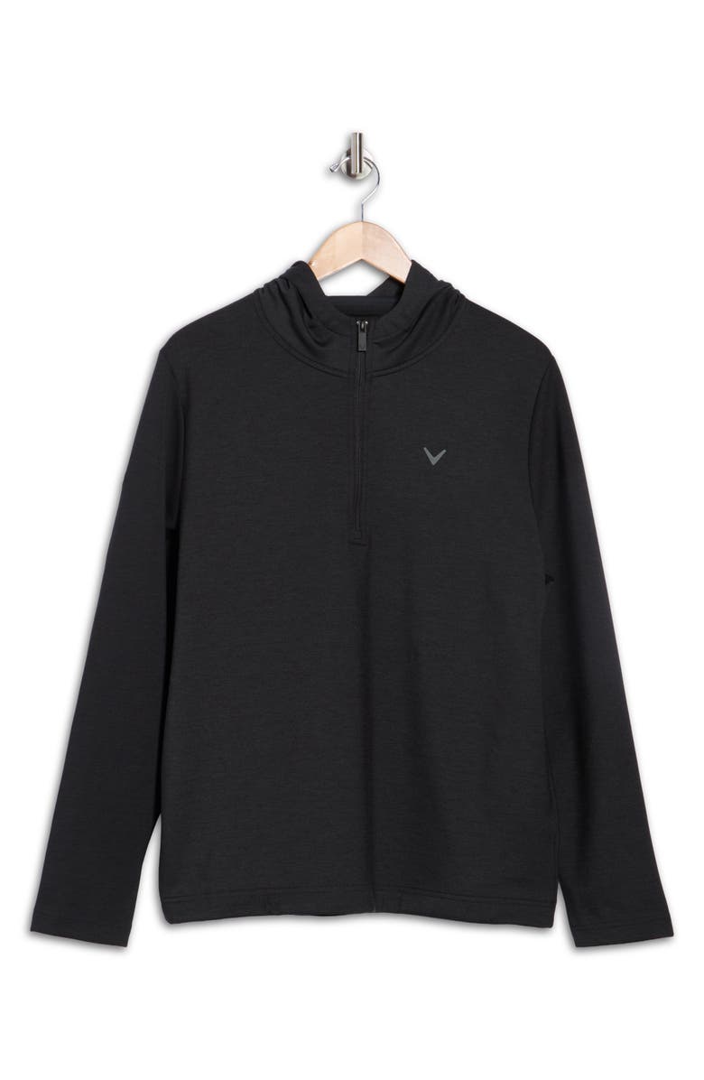 Callaway Heathered Quarter Zip Hooded Pullover, Alternate, color, Caviar