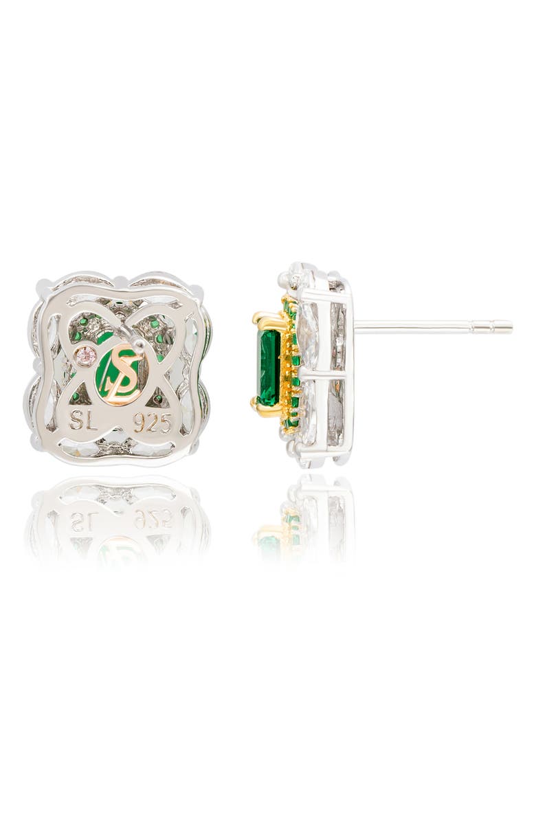 SUZY LEVIAN Sterling Silver Emerald Cut CZ Stud Earrings, Alternate, color, 