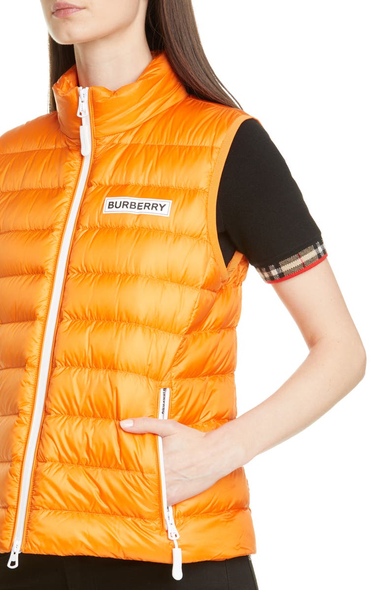 Burberry Darlington Logo Print Down Puffer Vest, Alternate, color, 