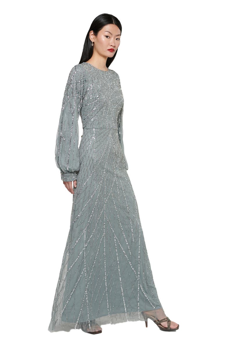 MARYISA Occasion Modest Embellished Sequin Beaded Boat Neck Evening Maxi, Alternate, color,