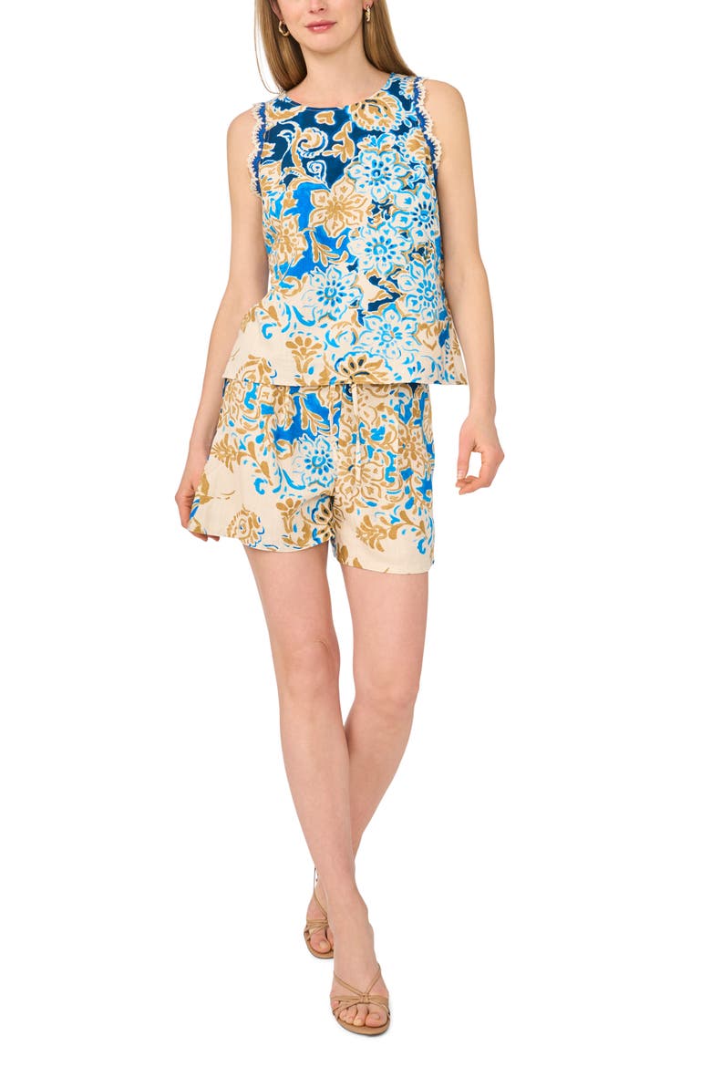 Floral Pull-On Shorts, Alternate, color, SEPIA TAN