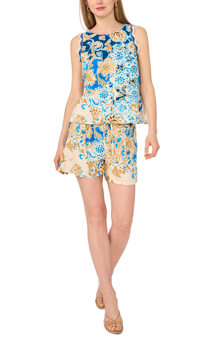 Vince Camuto Floral Pull-On Shorts, Alternate, color, Sepia Tan
