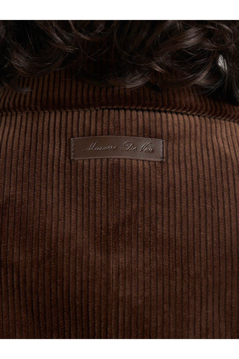 Nancy Corduroy Cinched Waistcoat with Point Collar, Alternate, color, Brown