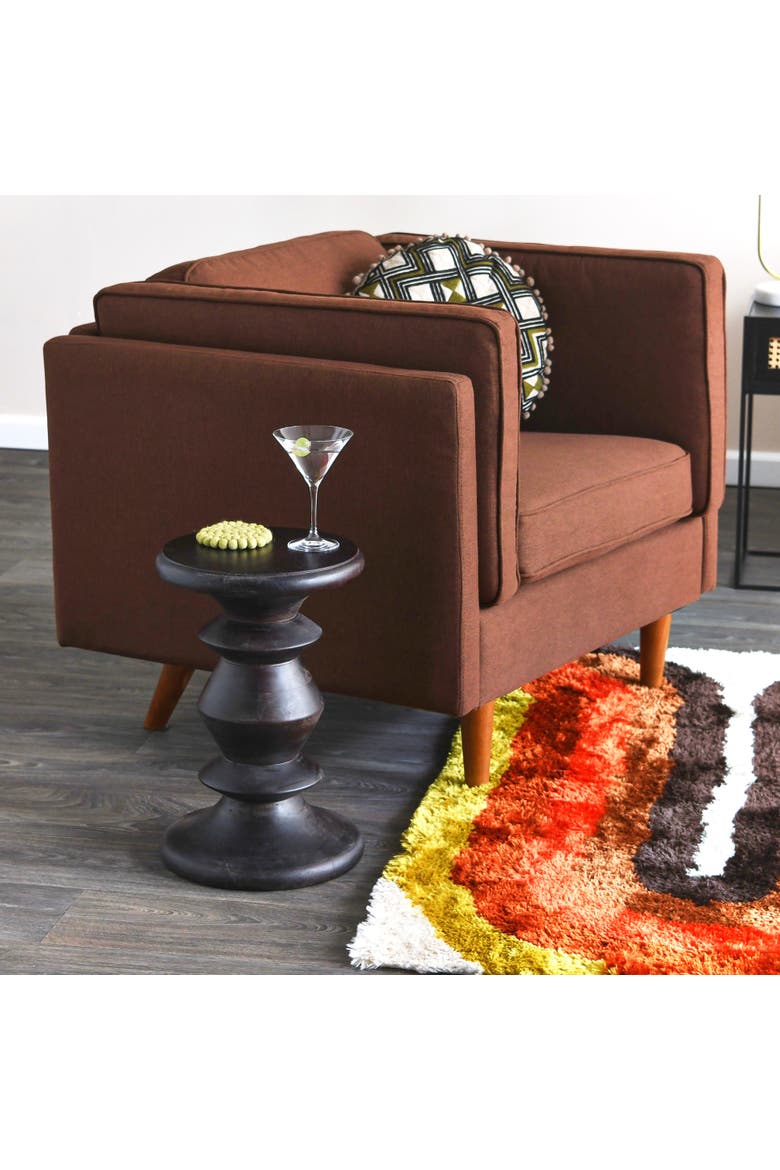 Berns Mid Century Modern Solid Wood End Table or Stool, Black Walnut Finish, Alternate, color, Black