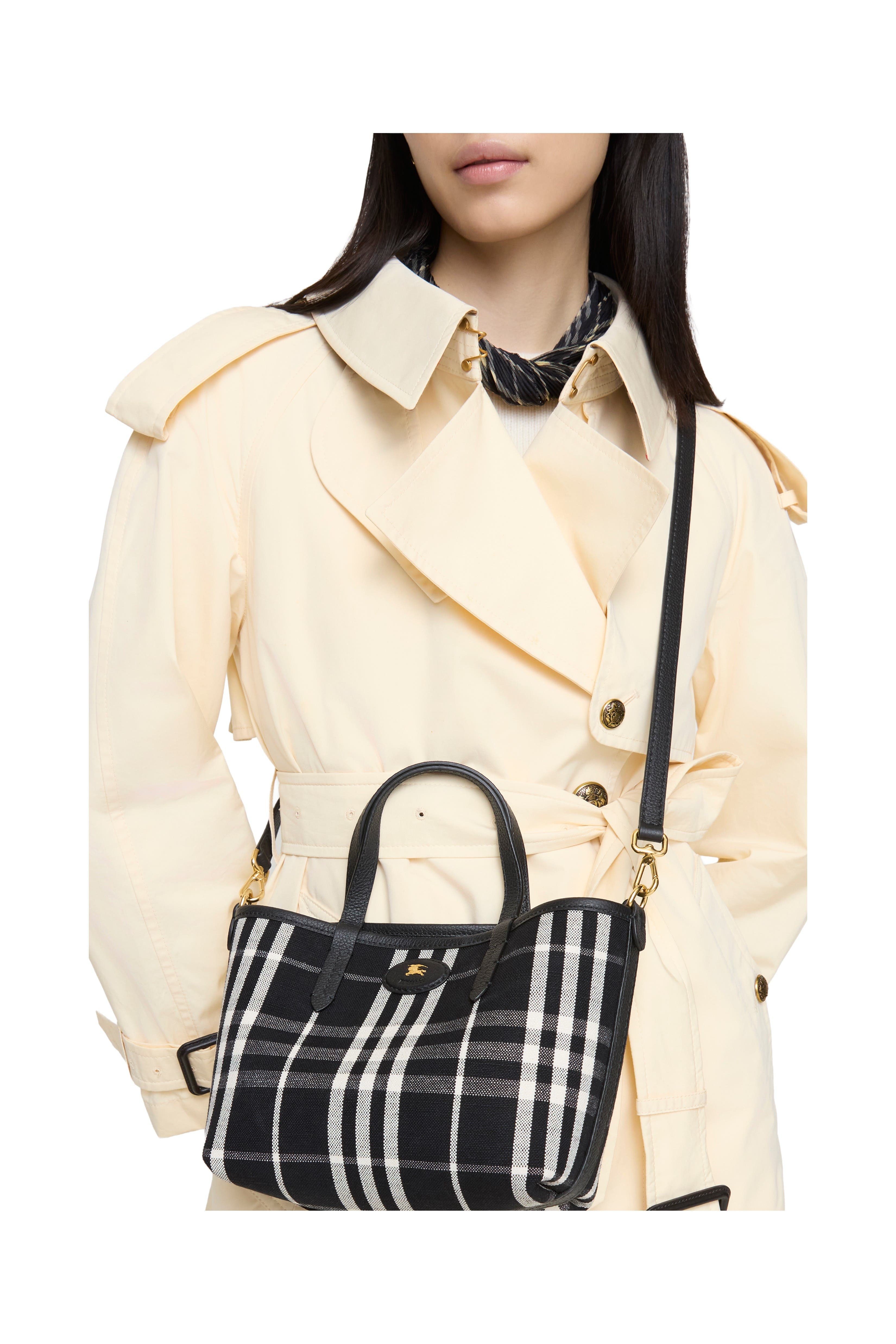 Burberry Mini Reversible Bloomsbury Tote, Alternate, color, Black/Calico Beige