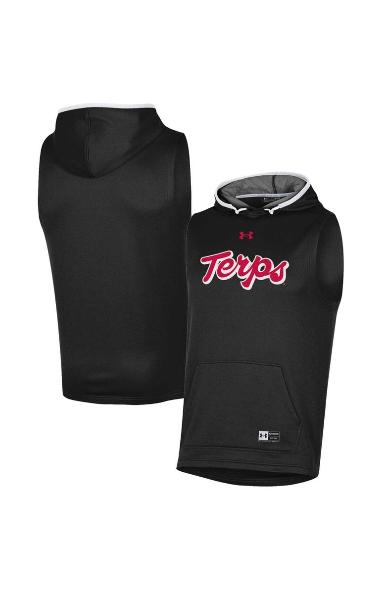 Under Armour Men's Under Armour Black Maryland Terrapins Game Day Tech Sleeveless Hoodie, Alternate, color, 