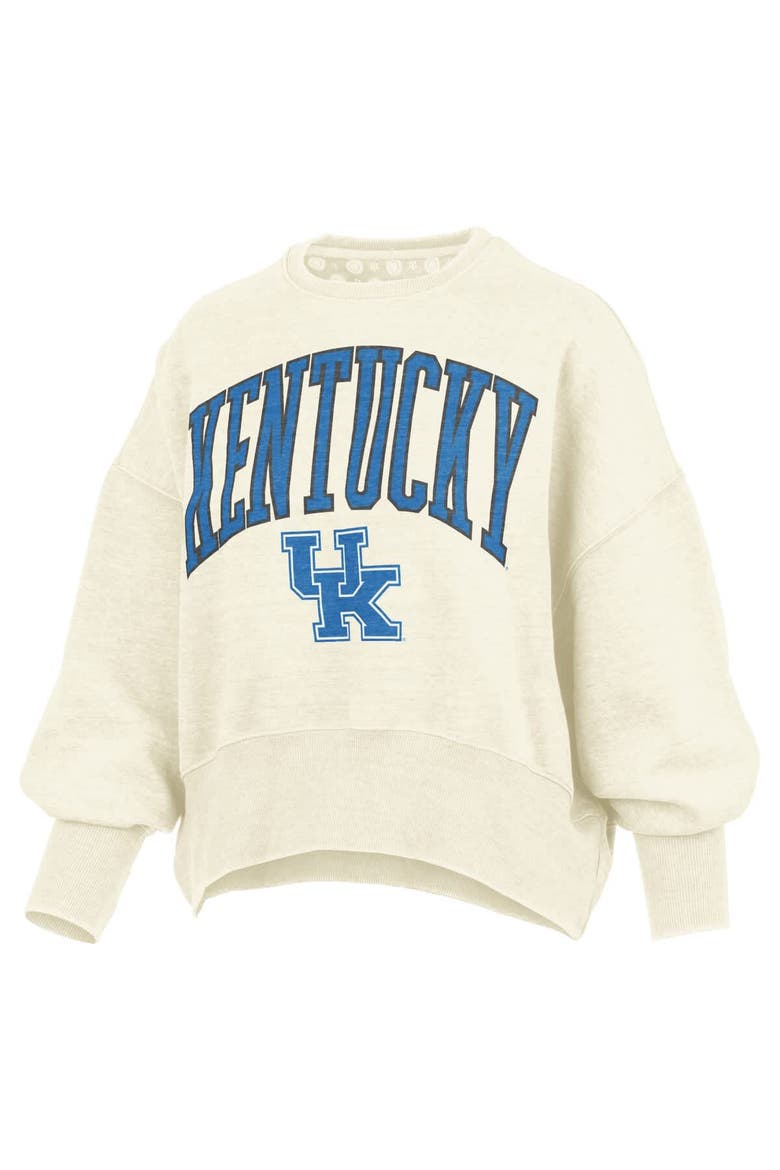 Women's Pressbox Natural Kentucky Wildcats Oversized Waist-Length Crewneck Sweatshirt, Alternate, color, Natural