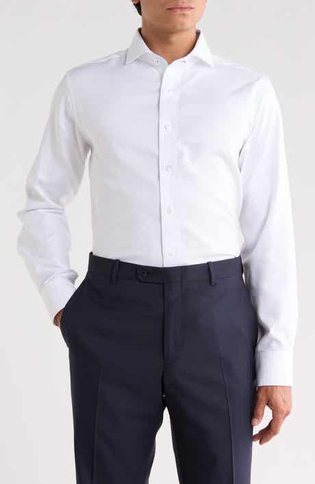 Trim Fit Solid Textured Dress Shirt