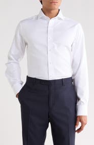 Lorenzo Uomo Trim Fit Solid Textured Dress Shirt