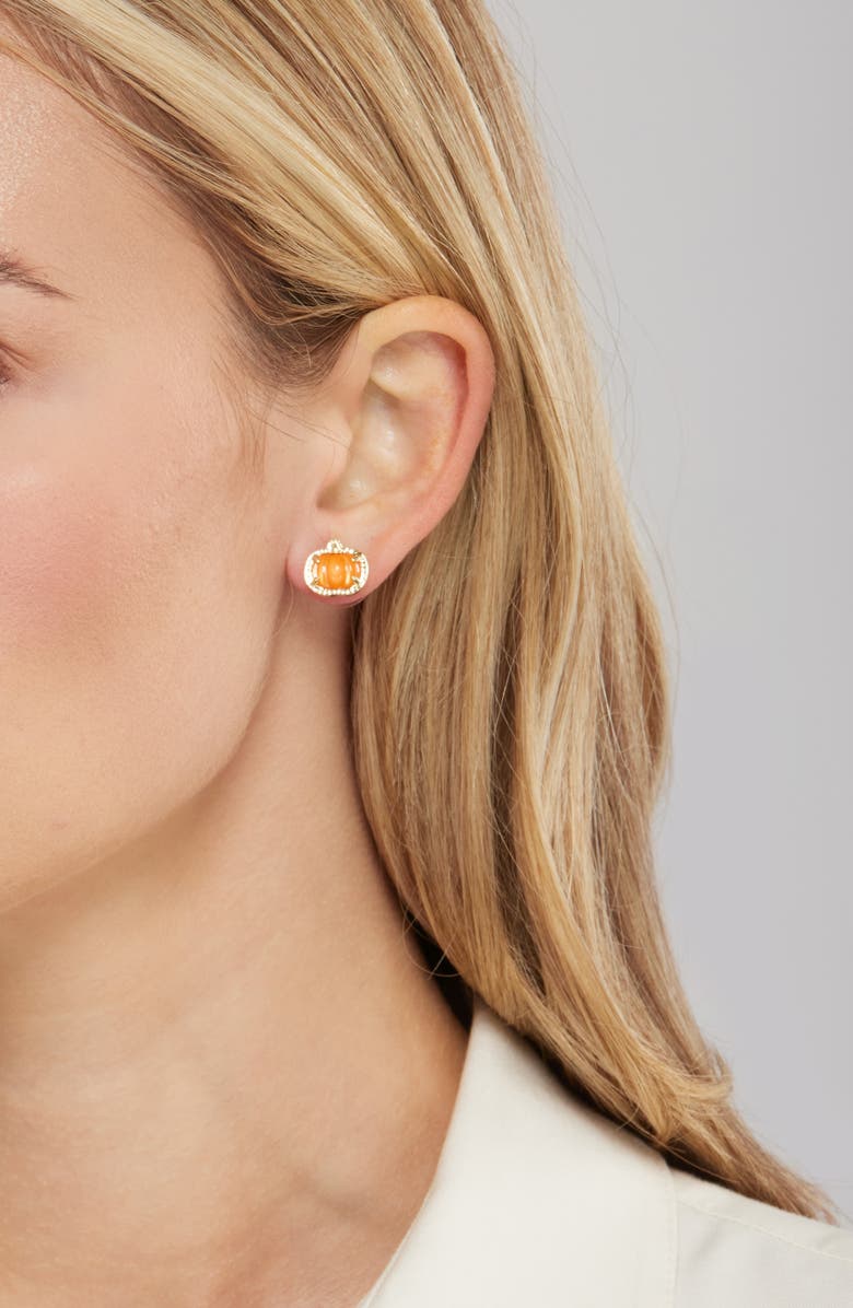 Kendra Scott Pumpkin Stud Earrings, Alternate, color, Gold Orange Mop