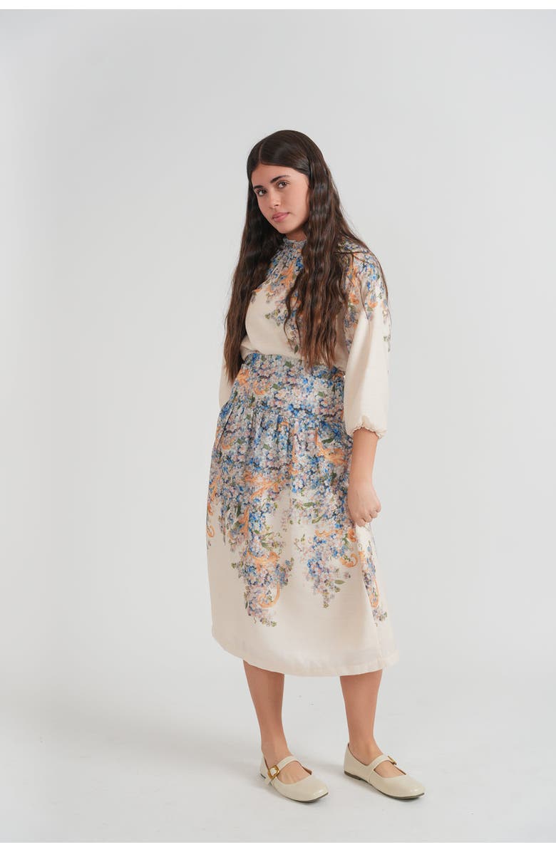 The Umbrella Academy Border Floral Ruffled Blouse & Skirt 2 Piece Set, Alternate, color, Cream Floral