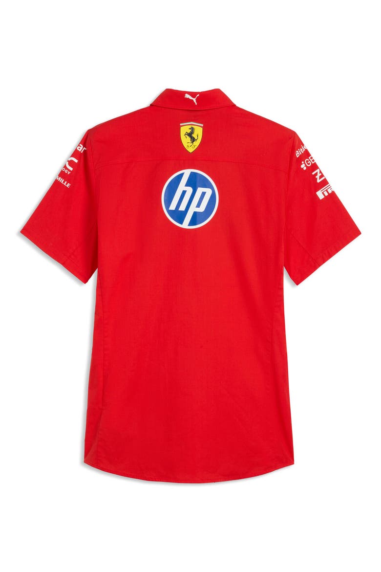 Scuderia Ferrari HP Replica Short Sleeve Button-Up Shirt, Alternate, color, PUMA RED