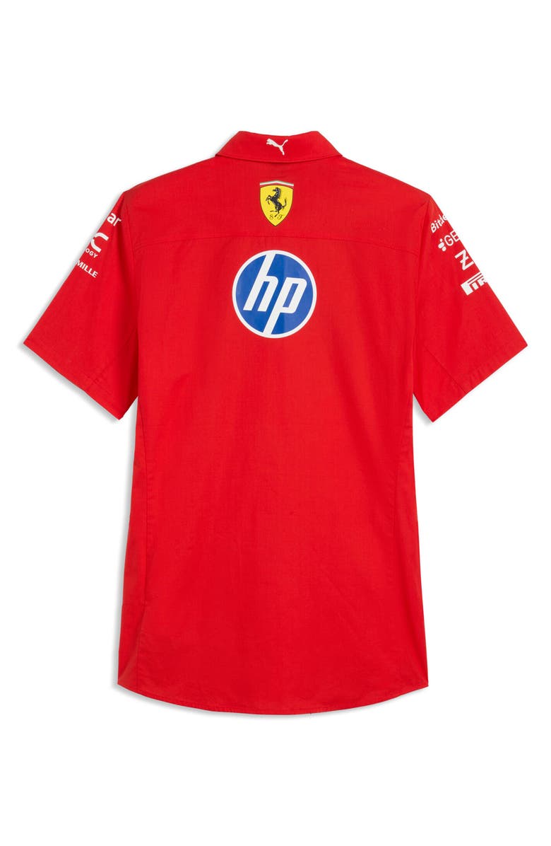 PUMA Scuderia Ferrari HP Replica Short Sleeve Button-Up Shirt, Alternate, color, Puma Red