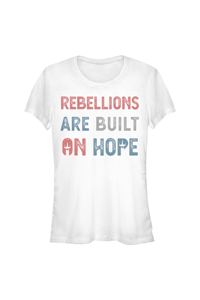 Junior's Rebellions Built on Hope Short Sleeve Graphic T-Shirt, Main, color, White