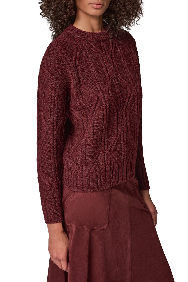 Cable Knit Crewneck Sweater, Alternate, color, BK CHERRY