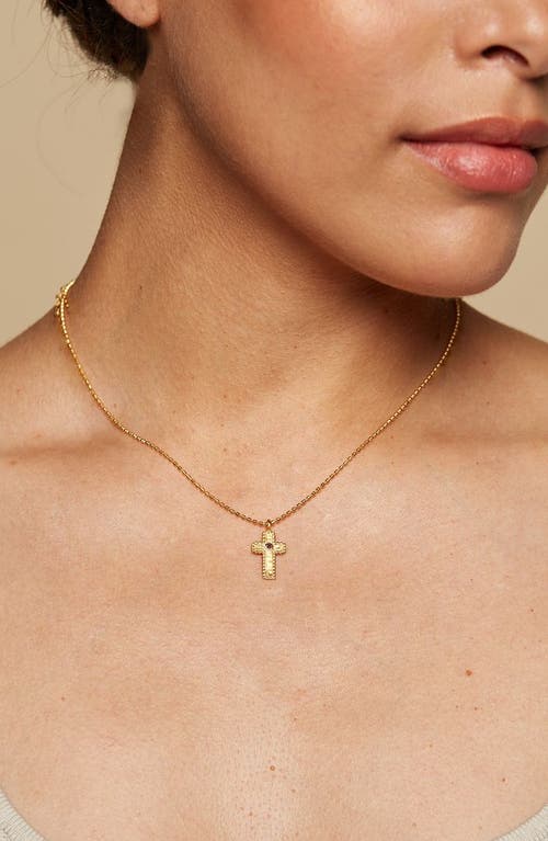 Satya Jewelry Unwavering Faith Garnet Cross Necklace In Gold