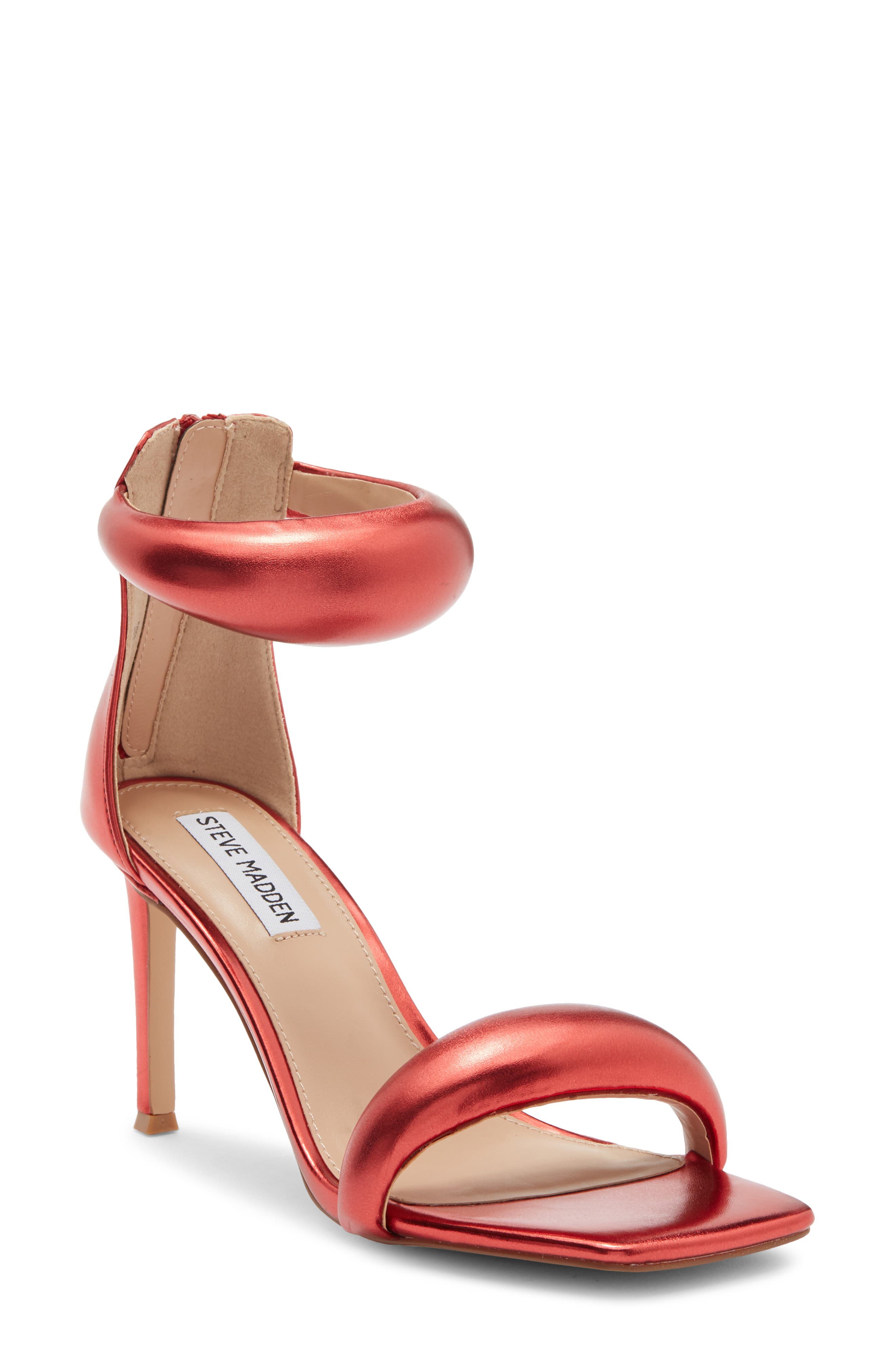 Partayy Ankle Strap Sandal, Main, color, RED METAL