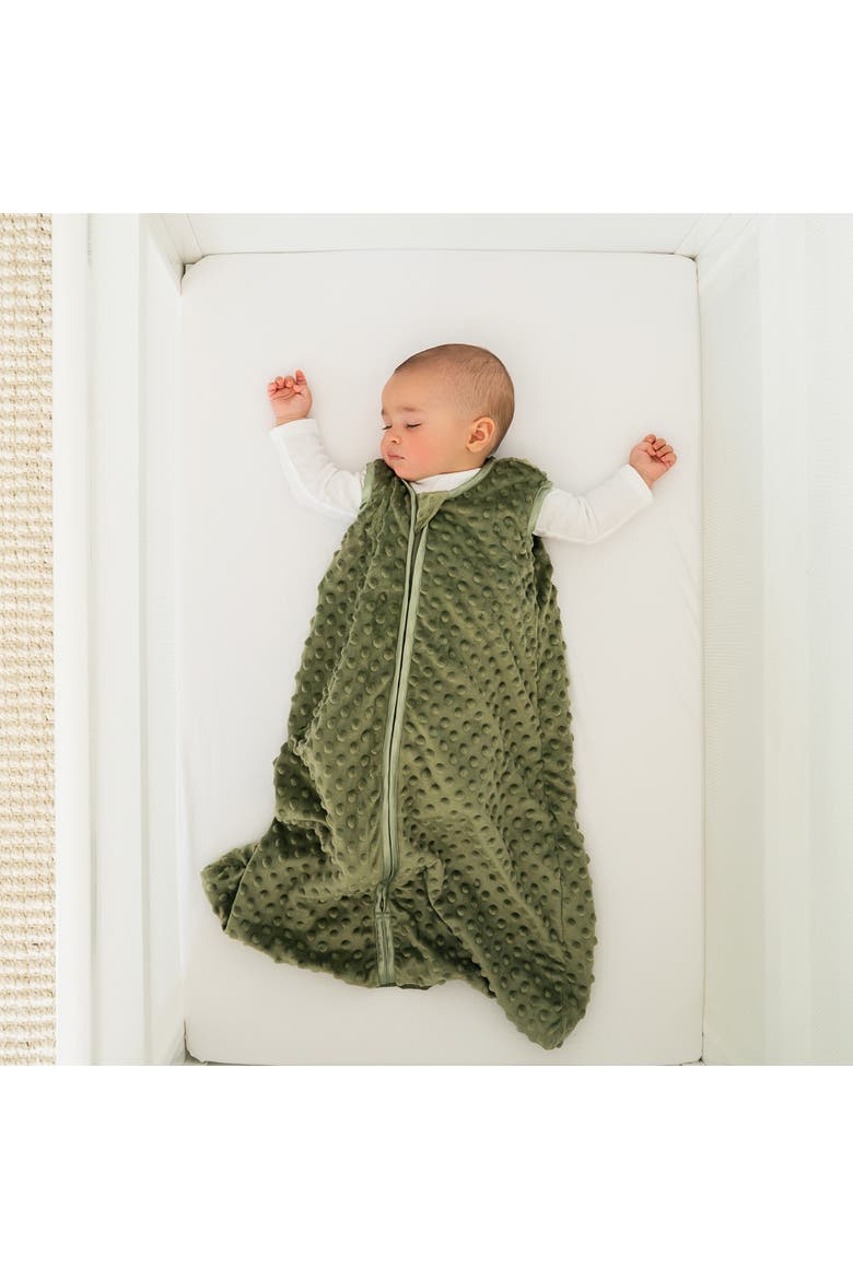 Plush Dots Velboa 1.5 TOG Sleepsack Wearable Blanket, Swaddle Transition Sleeping Bag, Alternate, color, Olive Green