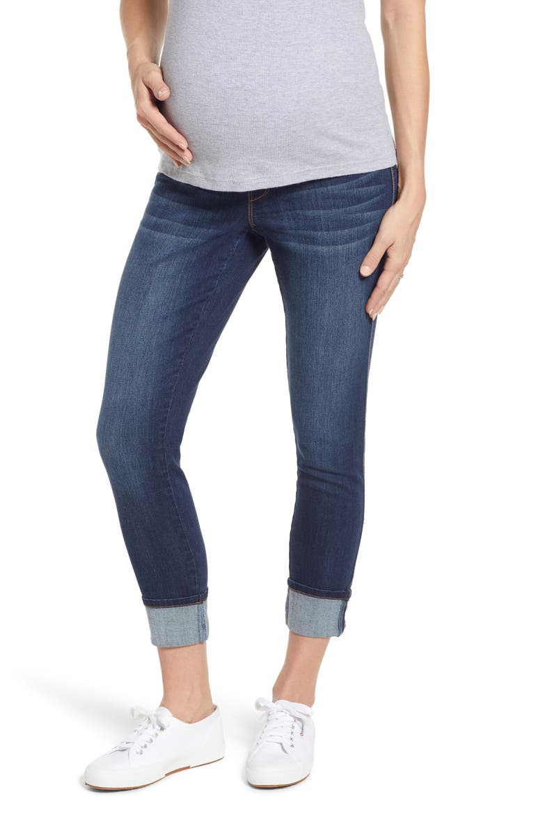 1822 Denim Clean Cuff Skinny Maternity Jeans, Main, color, 