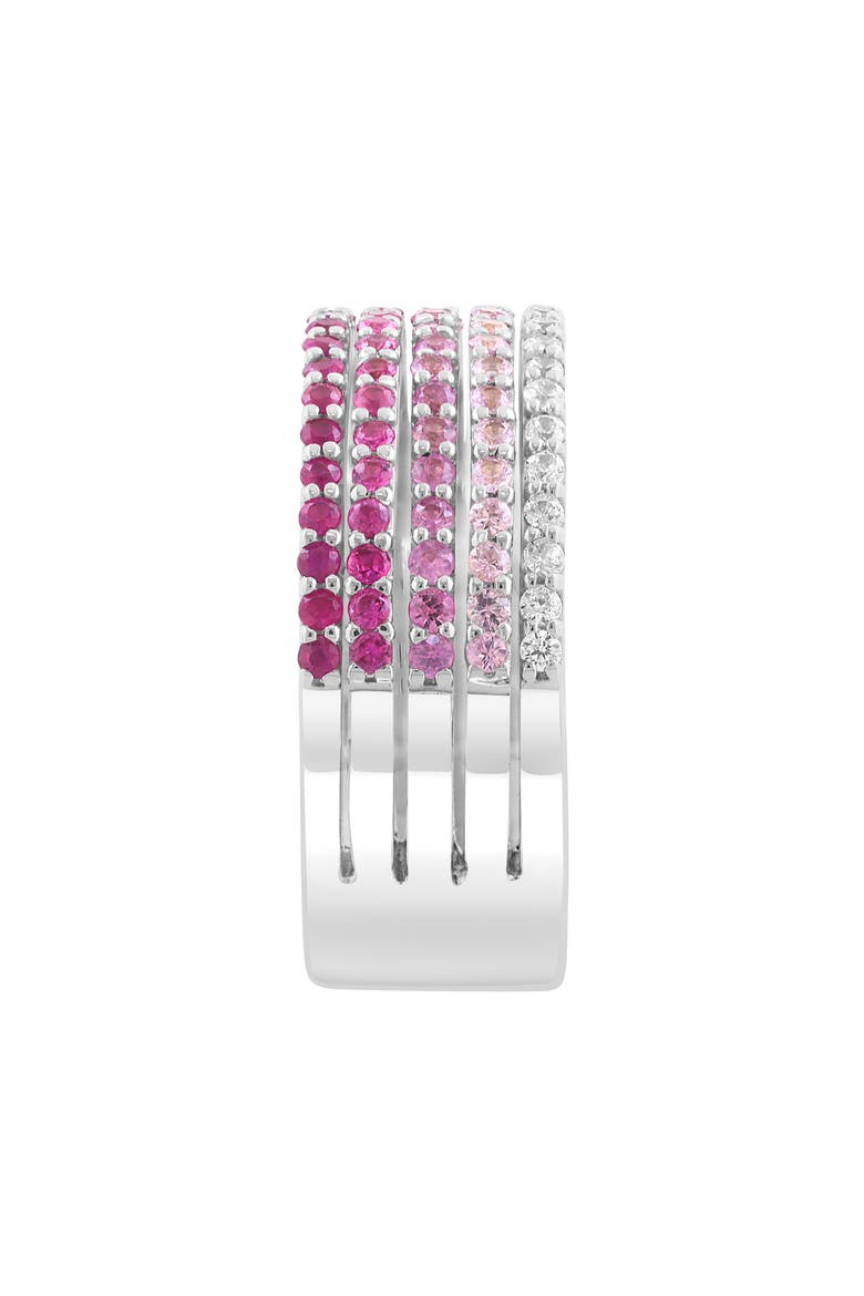 Sterling Silver Pavé Pink Sapphire, Rhodolite & White Zircon Band Ring, Alternate, color, PINK