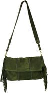 Carlos Falchi Fringe Suede Crossbody Messenger Bag