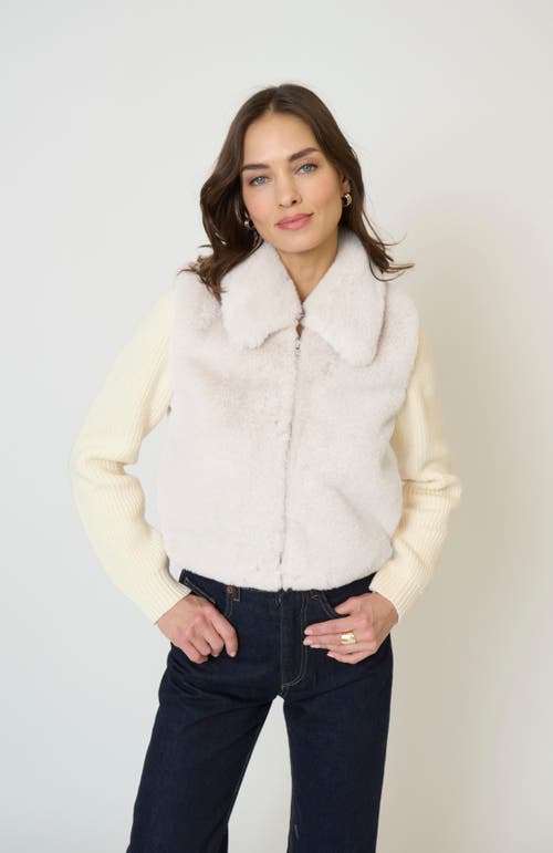 Central Park West Gia Cropped Fur Sweater In Neutral