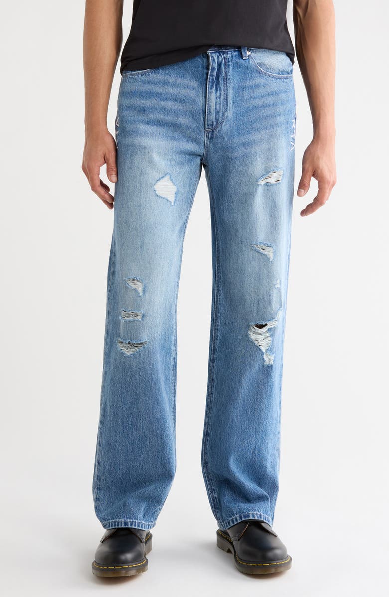 RtA Jonas Straight Leg Jeans, Main, color, Medium Distressed Wash