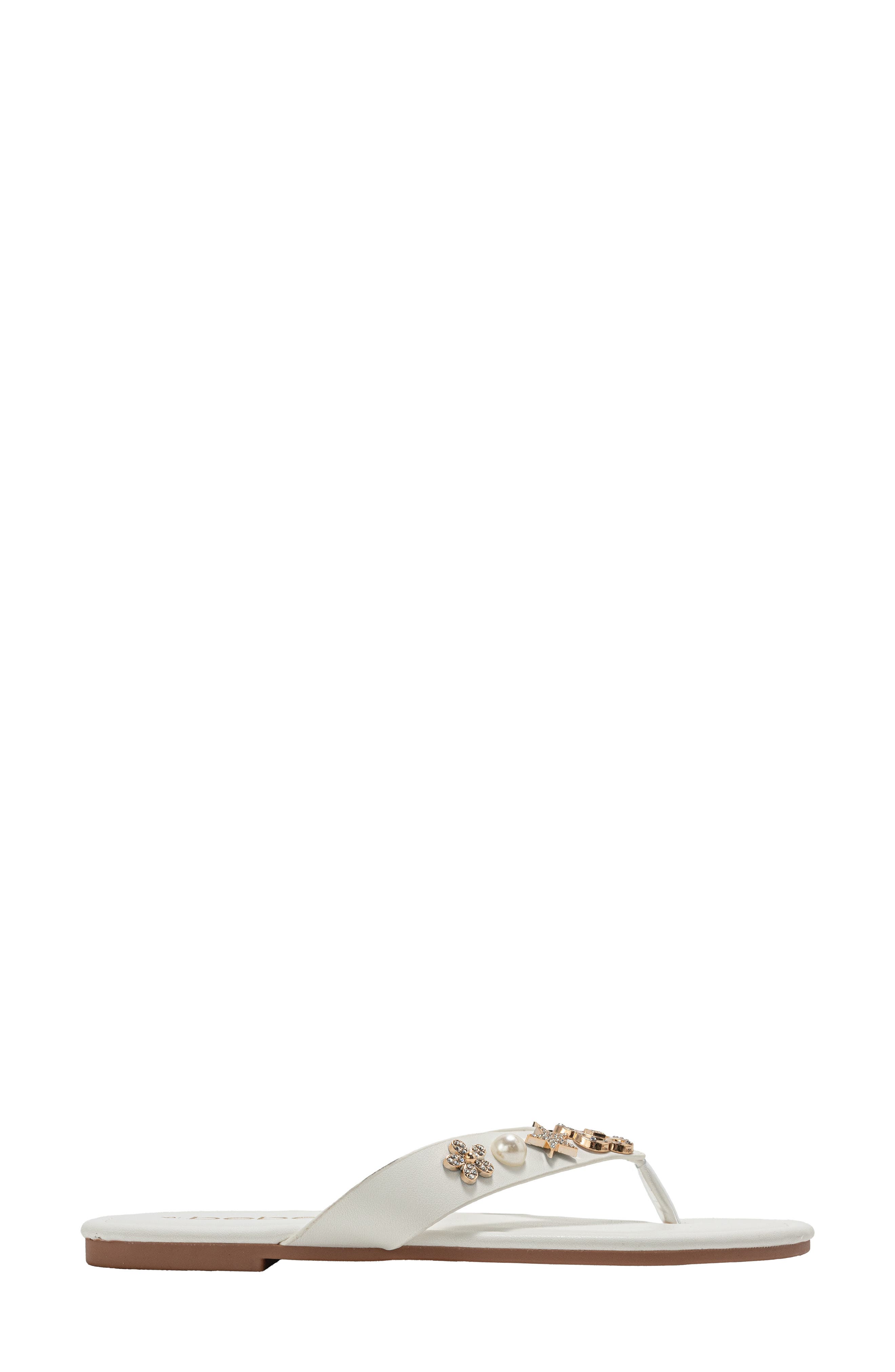 Flower Charm Thong Sandal, Alternate, color, WHITE