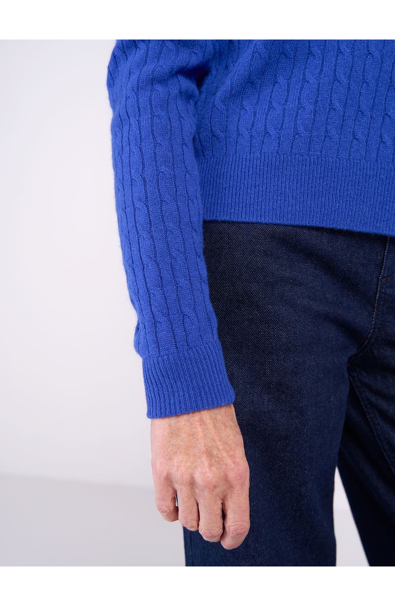 Kettlewell Cable Cashmere Blend Crew Neck Sweater, Alternate, color, Star Blue