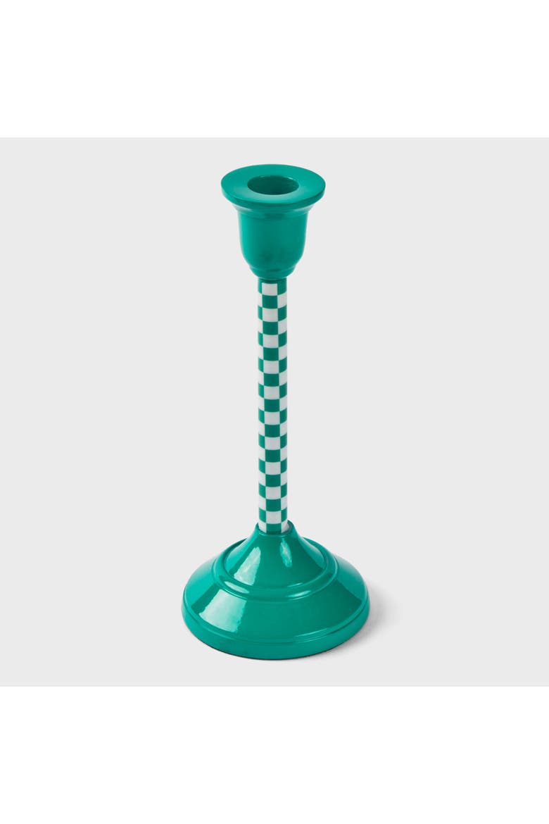 Jade Mint Checkered Candlesticks, Alternate, color, Jade Mint - 9"
