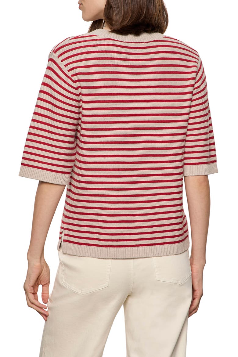 Stripe Short Sleeve Sweater, Alternate, color, RASPBERRY PINK/ OPAL WHITE