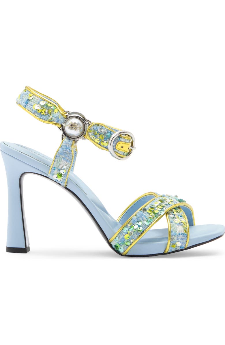 KARL LAGERFELD PARIS Daelin Ankle Strap Sandal, Alternate, color, Blue/ Lime