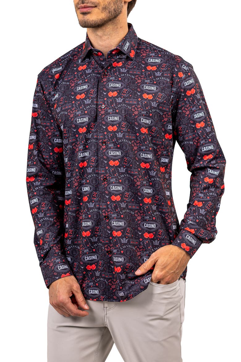 Fibonacci Stretch Ascension 3308 Contemporary Fit Button-Up Shirt, Alternate, color, BLACK
