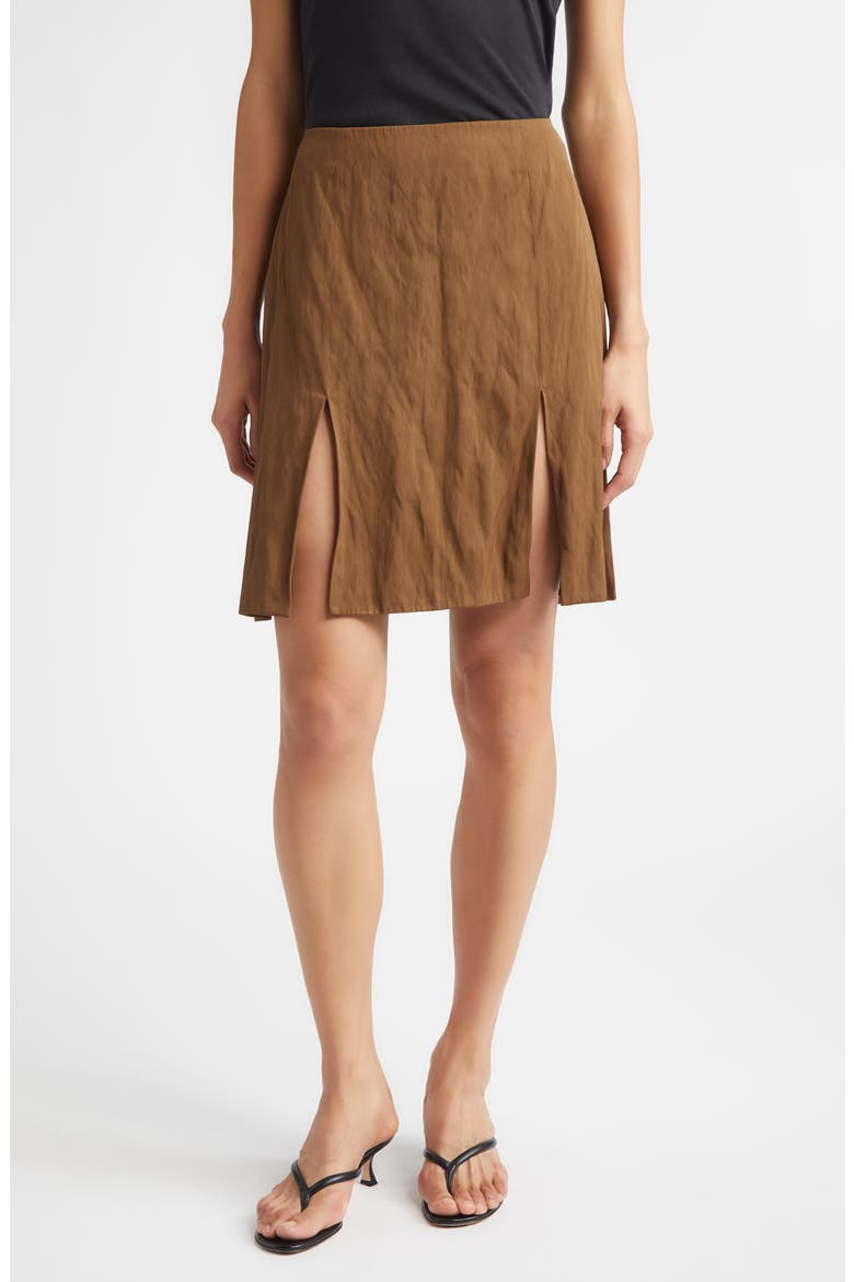 Shadow Slit Nylon Skirt, Main, color, BRONZE