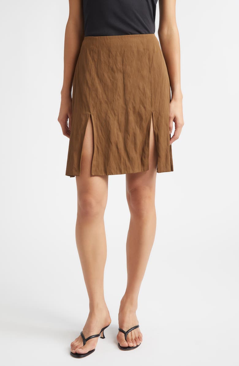 Eckhaus Latta Shadow Slit Nylon Skirt, Main, color, Bronze