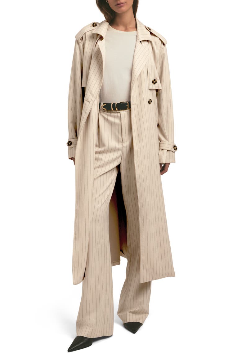 The Charles Pinstripe Trench Coat, Alternate, color, WARM SAND PINSTRIP