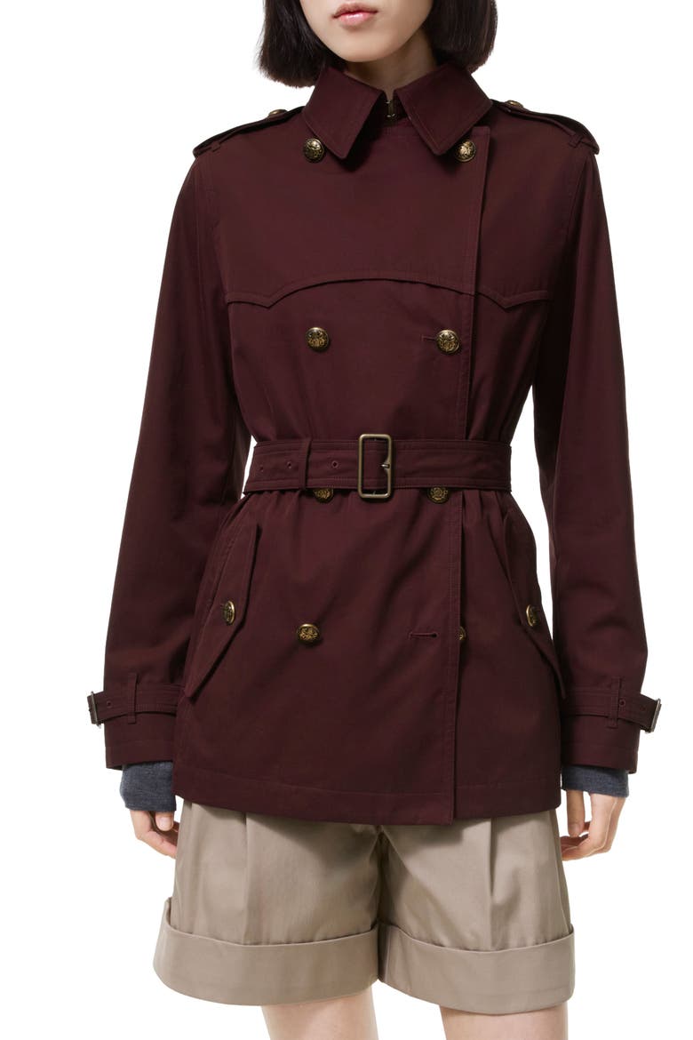 Foxfield Cotton Gabardine Trench Coat, Alternate, color, VINEYARD RED