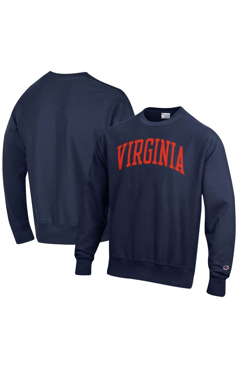 Champion Men's Champion Navy Virginia Cavaliers Arch Reverse Weave Pullover Sweatshirt, Main, color, 