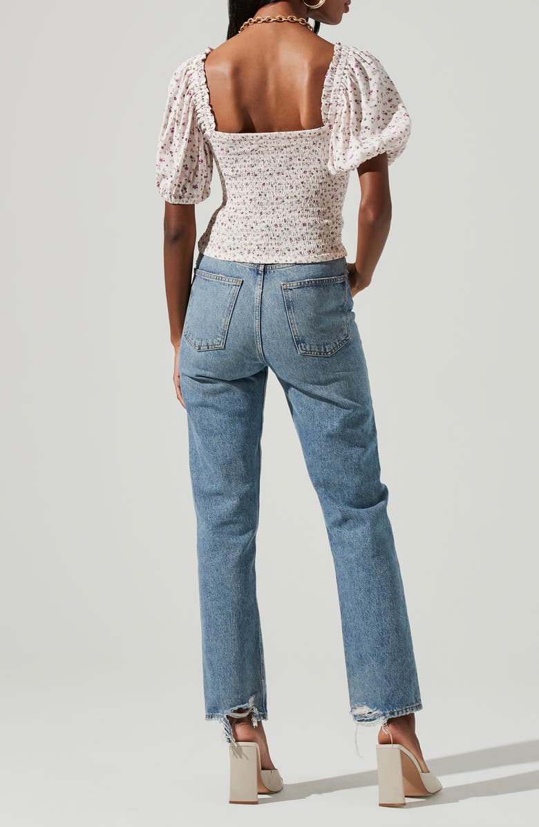 ASTR the Label Floral Ruched Puff Sleeve Top, Alternate, color,