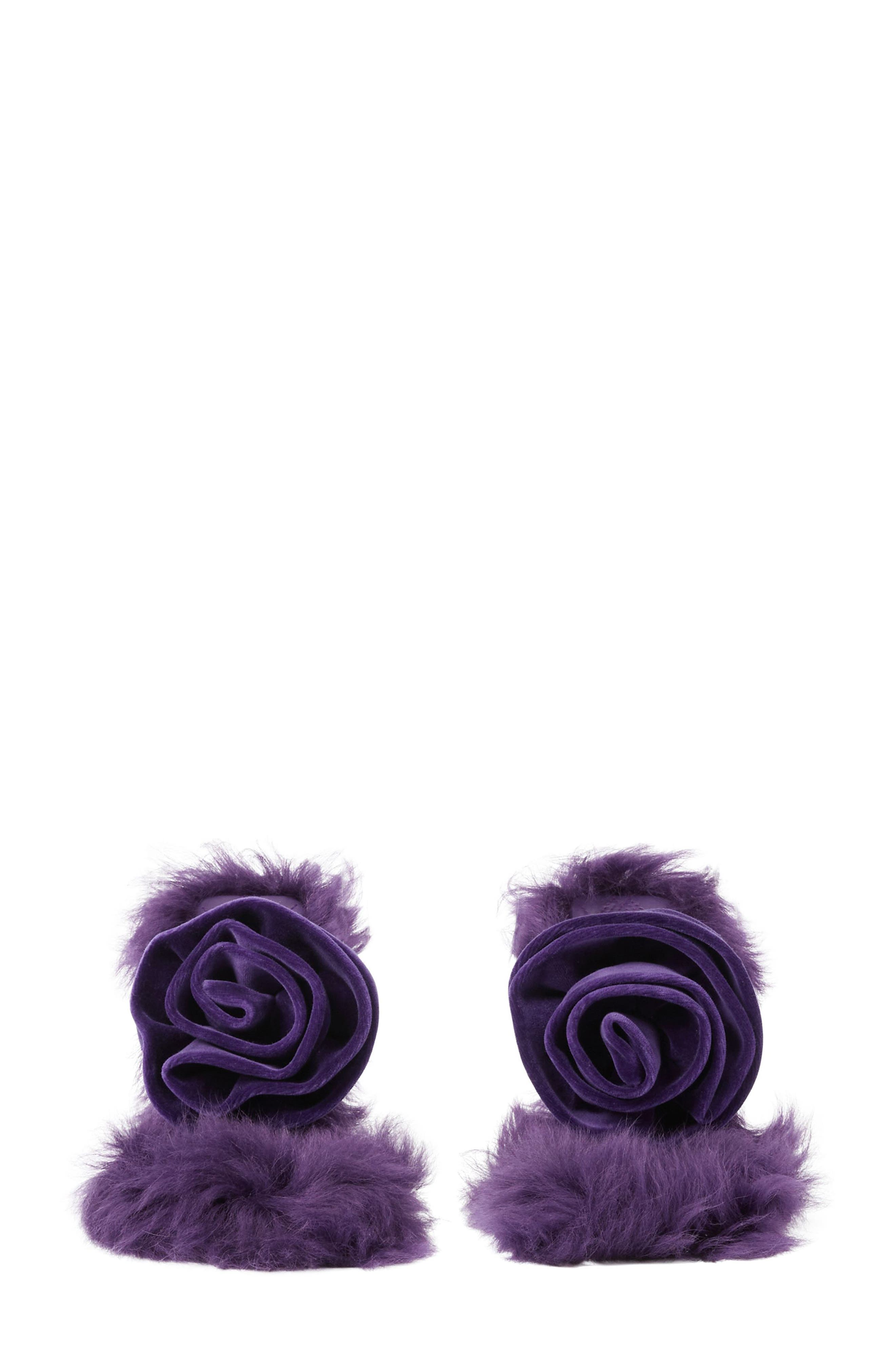 Burberry Genuine Shearling Step Rose Sandal, Alternate, color, 