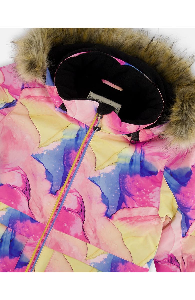 Deux par Deux Little Girl's Two Piece Snowsuit Printed Multicolor And Blue Vintage, Alternate, color, 
