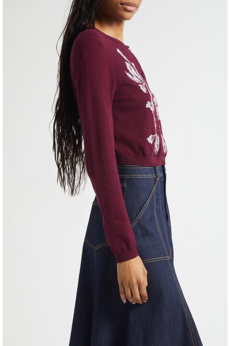 Isolde Tulip Jacquard Cardigan, Alternate, color, DEEP PLUM