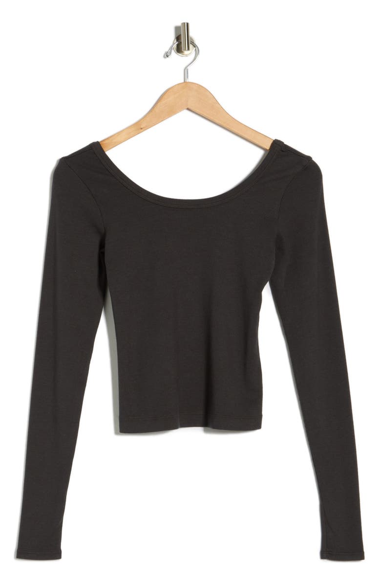 Spiritual Gangster Chrissie Long Sleeve Ribbed Crop Top, Alternate, color, Ash