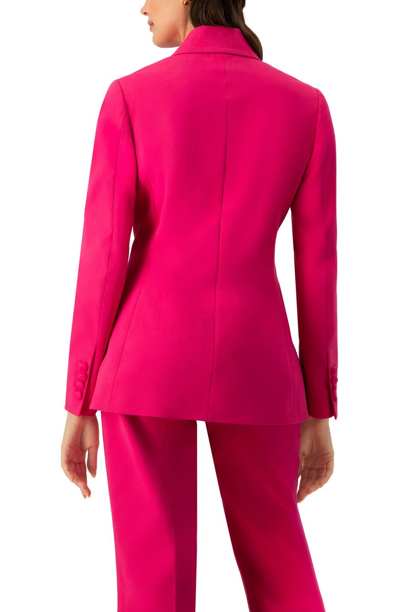 IVONNE Double-Breasted Cotton Blazer with Flower Detail, Alternate, color, Fuchsia