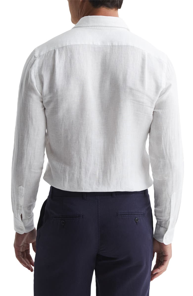 Reiss Ruban Linen Button-Up Shirt, Alternate, color, White