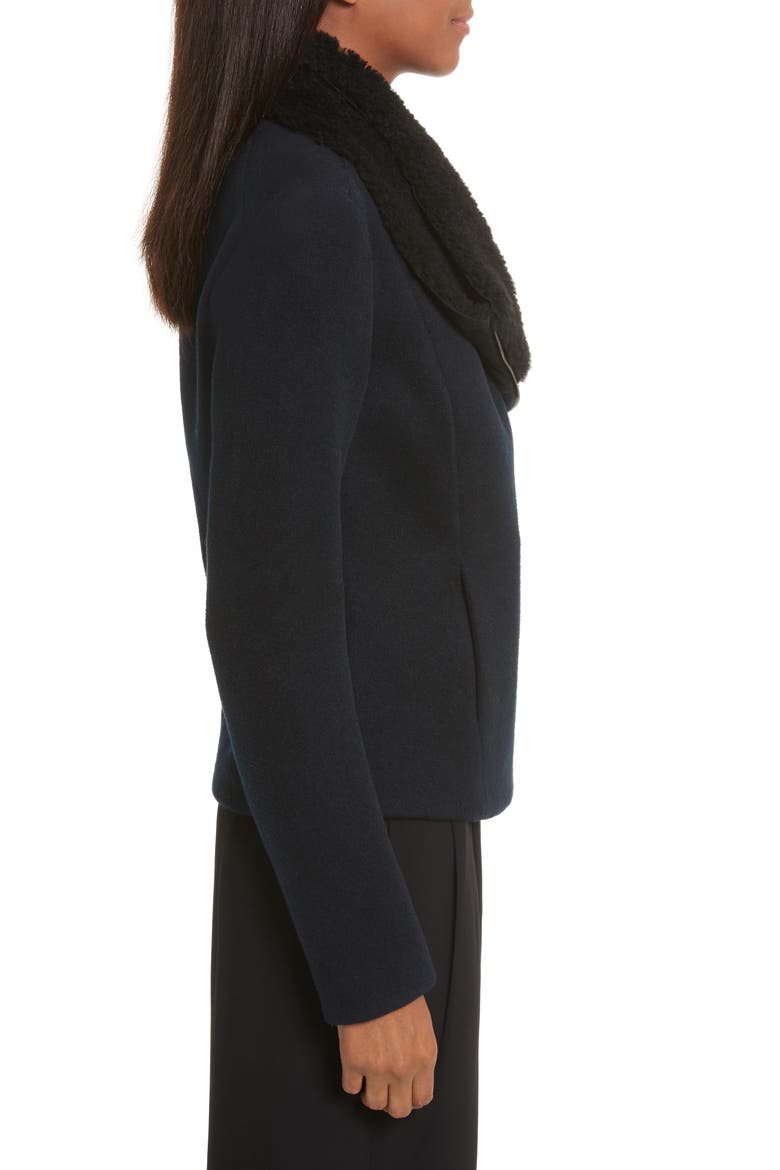 Genuine Shearling Trim Scuba Jacket, Alternate, color, COASTAL