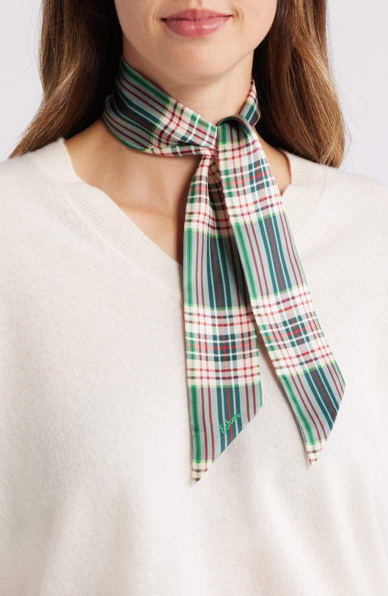 Echo Plaid Silk Skinny Scarf, Main, color, 