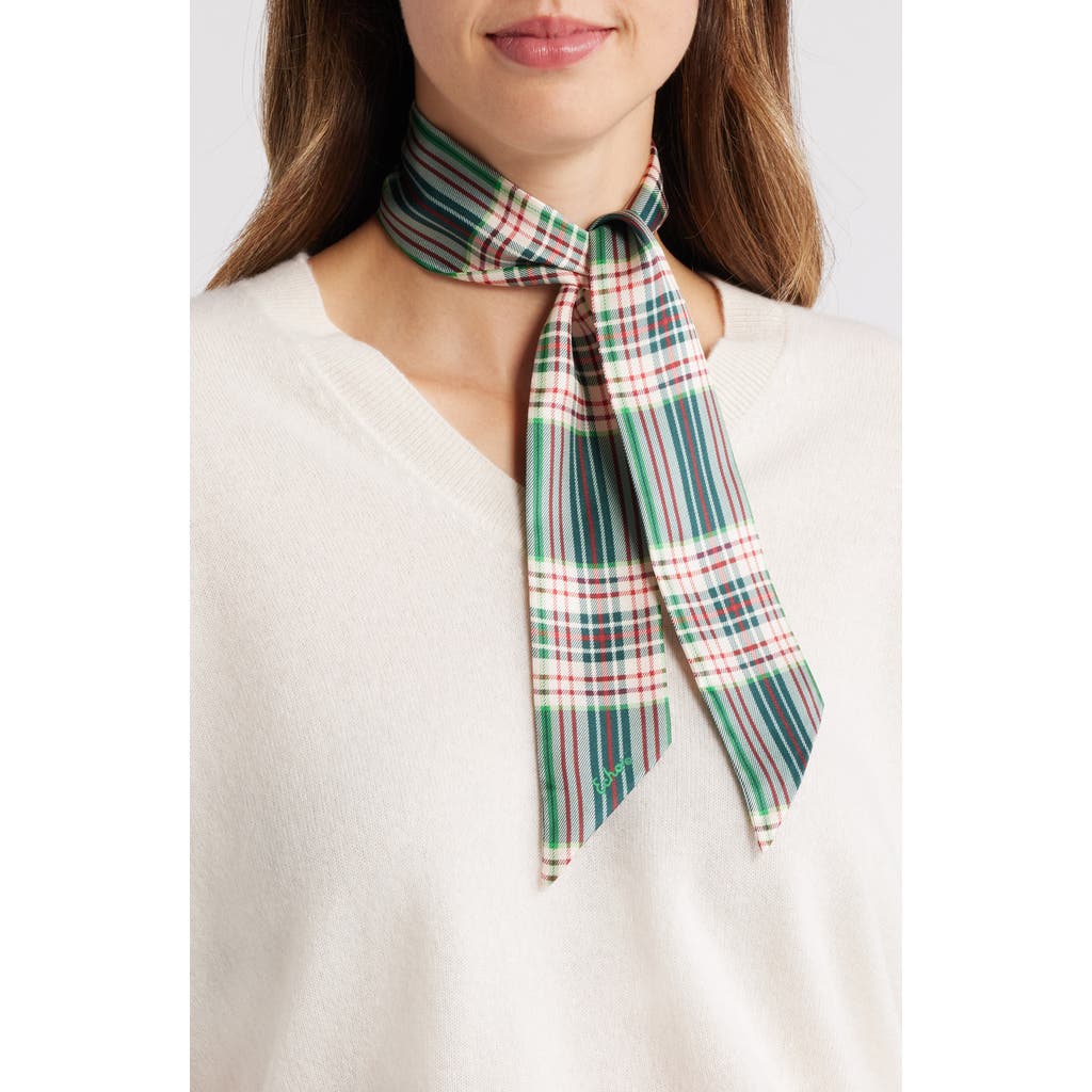 Echo Plaid Silk Skinny Scarf in Juniper
