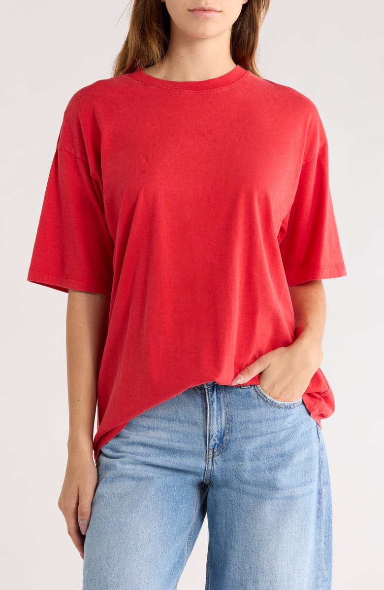 JJXX Andrea Wash Loose Organic Cotton T-Shirt, Main, color, Racing Red