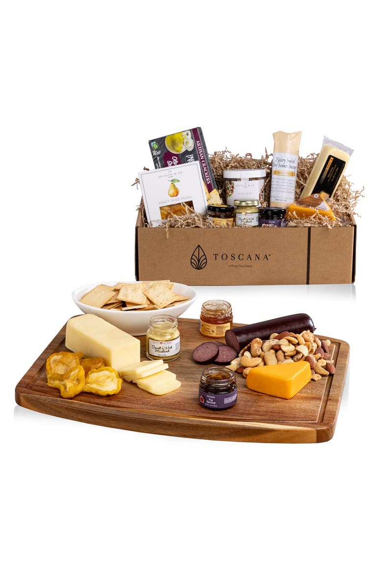 Toscana Ovale Cutting Board with Gourmet Gift Pack, Main, color, Acacia Wood